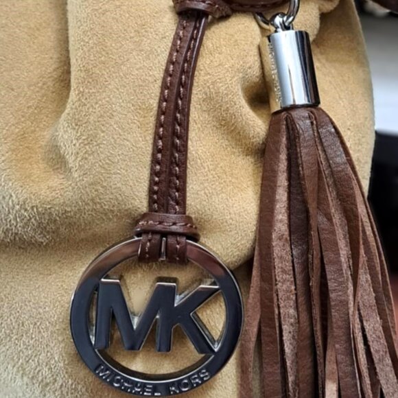 Michael Kors Shearling Sling Bag w/ Genuine Leather Strap & Tassel - Picture 4 of 13